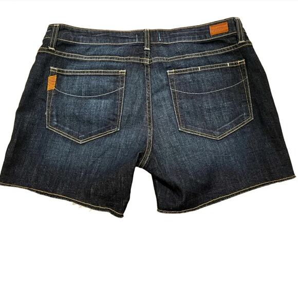 PAIGE RAW HEM JEAN SHORTS BLUE SIZE 30 - Picture 3 of 6